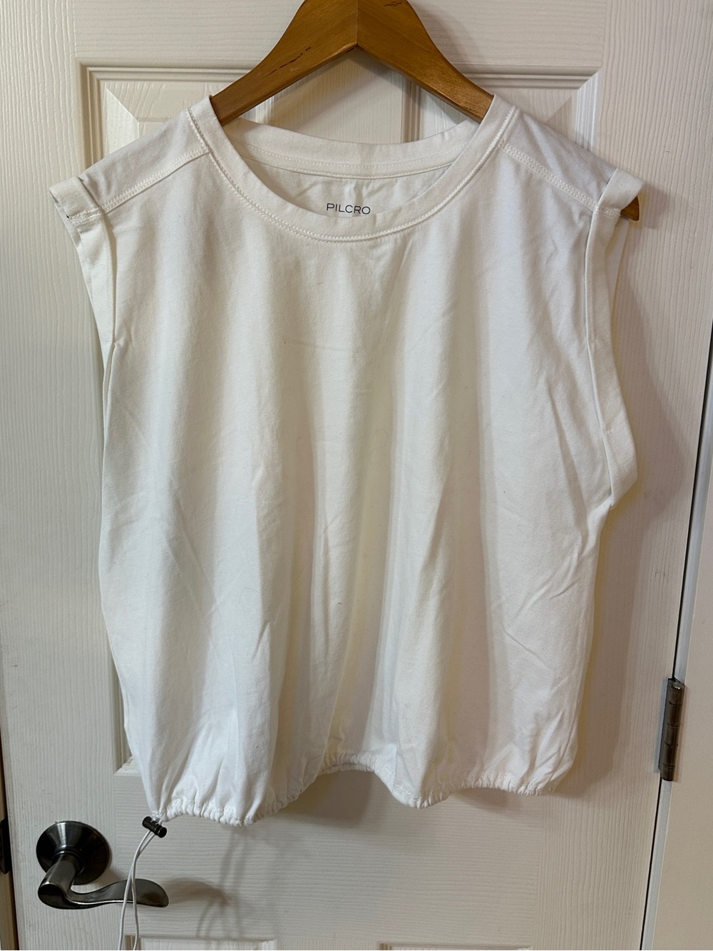Pilcro Womens Shirt Anthropologie White Casual Cinched Hem Trendy Medium